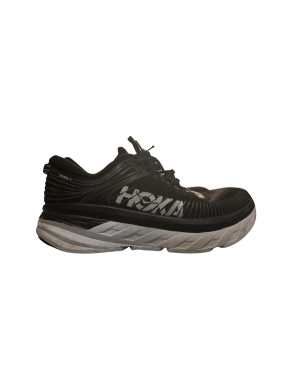 Hoka Black and White Bondi 7 Running Shoe